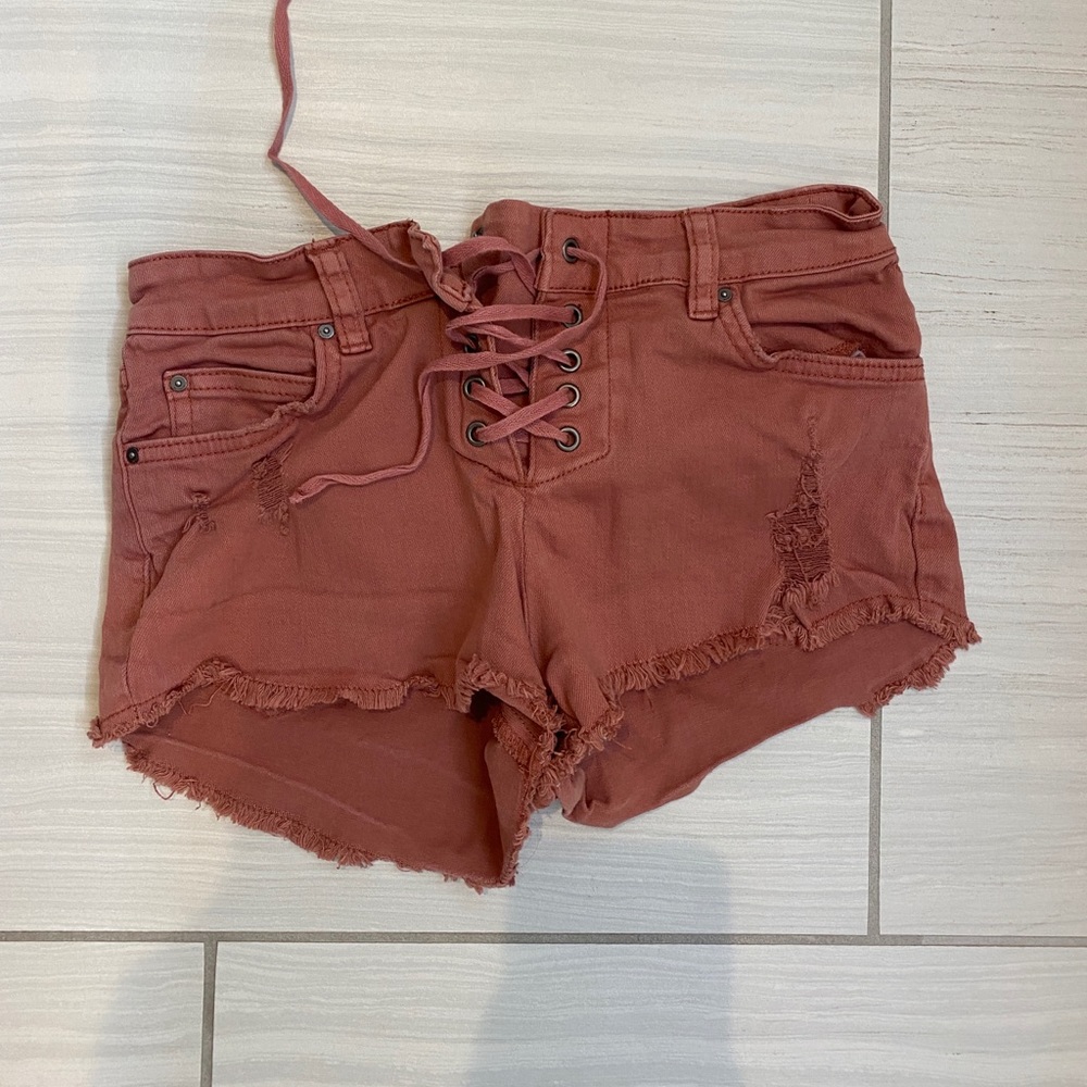 Billabong burnt orange lace up shorts Size 4